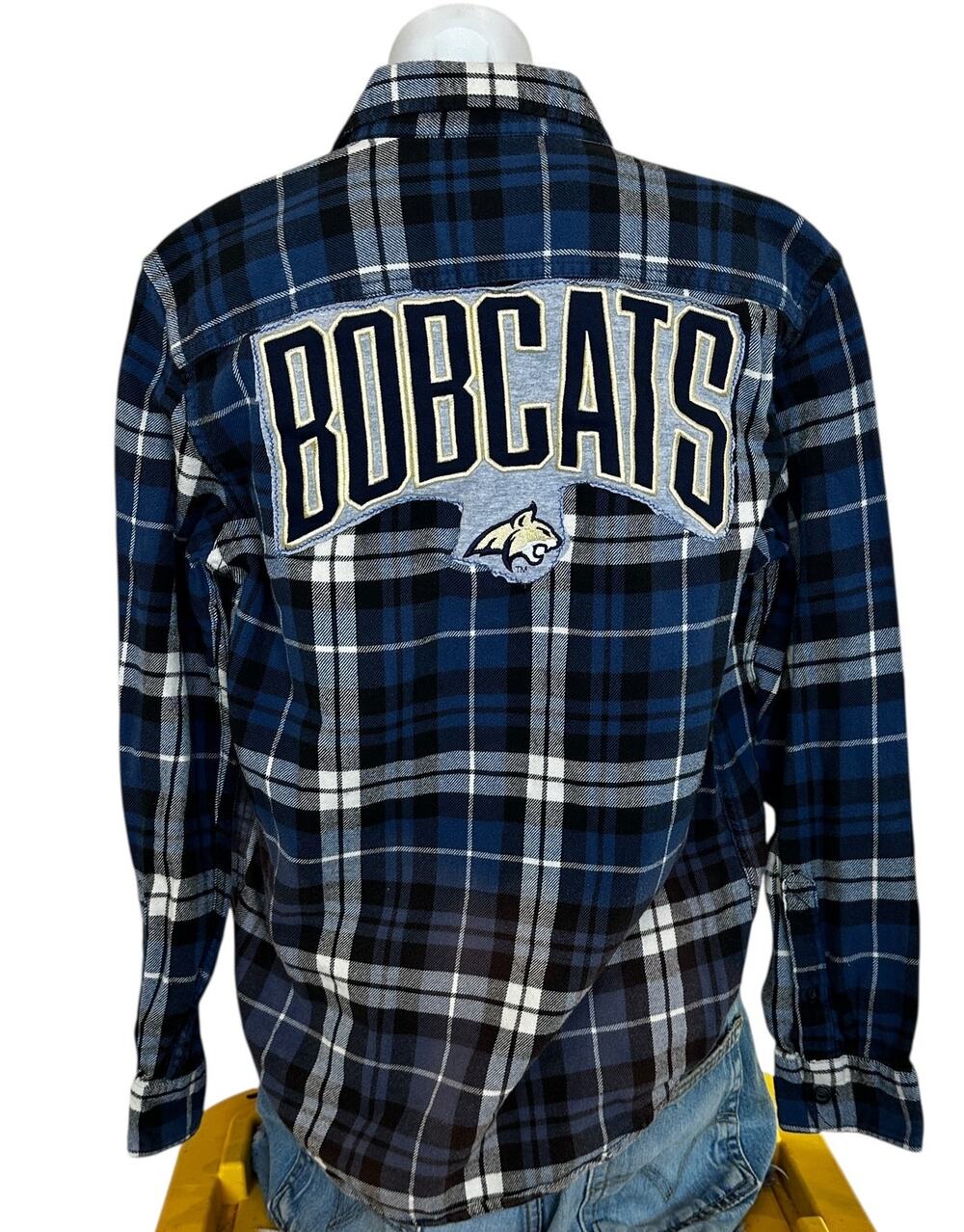 Montana State Bobcat Plaid Flannel Shirt SMALL University Unique Football MSU